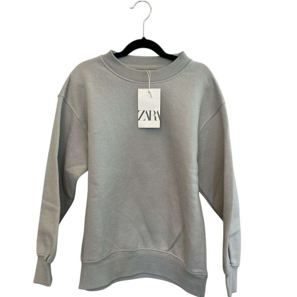 Zara Gray Crew Neck Sweater Relaxed Fit